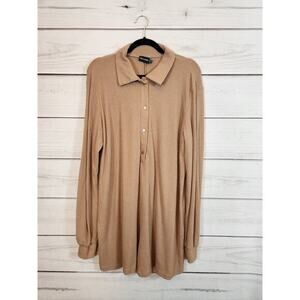 PrettyLittleThing Womens Light Brown Stretch Long Sleeve Playsuit Romper Size 10